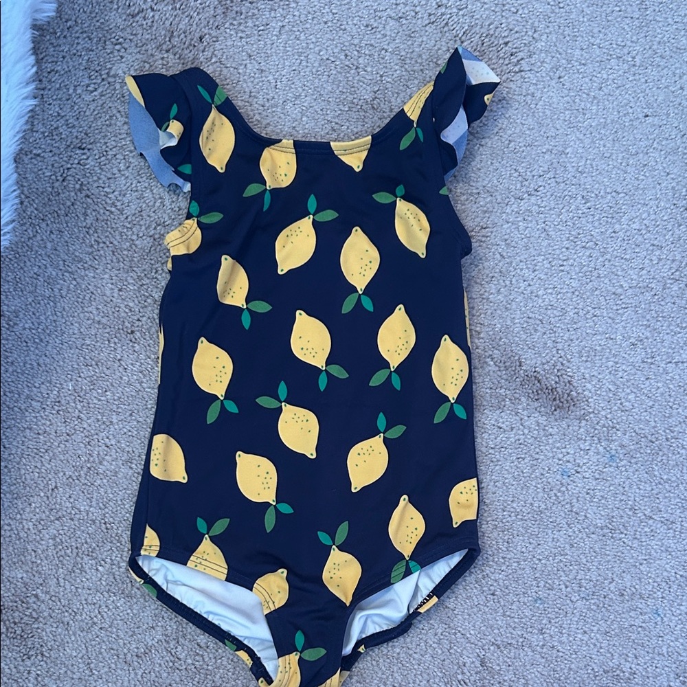 Hanna Andersson Navy Swimsuit with Lemon Print